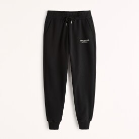 Abercrombie＆Fitch (アバクロンビー＆フィッチ) 刺繍 ロゴ ジョガーパンツ (スエットパンツ) (Embroidered Logo Joggers) メンズ (Black) 新品 (softAF)