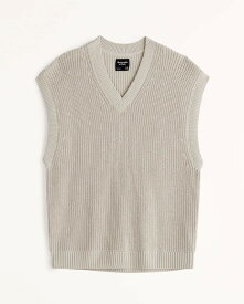 Abercrombie＆Fitch (アバクロンビー＆フィッチ) オーバーサイズ Vネック セーターベスト (Oversized V-Neck Sweater Vest) メンズ (Beige) 新品