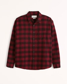 【6月中はエントリーで必ずP10倍!!】 Abercrombie＆Fitch (アバクロンビー＆フィッチ) フランネルチェックシャツ （ネルシャツ）(90s Relaxed Flannel) メンズ (Red Check) 新品 (softA&F)