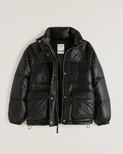 AbercrombieFitch (AoNr[tBb`) Ki I[o[TCY [eBeB[_E (A&F oversized utility puffer) fB[X (Black) Vi