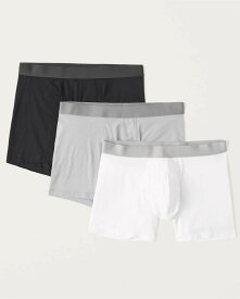 Abercrombie＆Fitch (アバクロンビー＆フィッチ) 3枚セット アンダーウェア（ボクサーブリーフ ボクサーショーツ ）(Essential 3-Pack Boxer Briefs) メンズ (White-Grey-Black) 新品