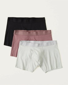 Abercrombie＆Fitch (アバクロンビー＆フィッチ) 3枚セット アンダーウェア（ボクサーブリーフ ボクサーショーツ ）(Essential 3-Pack Boxer Briefs) メンズ (Black-Dark Pink-Light Grey) 新品