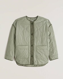 [エントリーでP最大13倍] Abercrombie＆Fitch (アバクロンビー＆フィッチ) 正規品 キルティング ライナー ジャケット (Quilted Liner Jacket) レディース (Light Olive Green) 新品