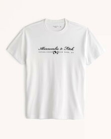 Abercrombie＆Fitch 正規品 (アバクロンビー＆フィッチ) リラックス 刺繍ロゴTシャツ (Embroidered Logo Tee) メンズ (White) 新品