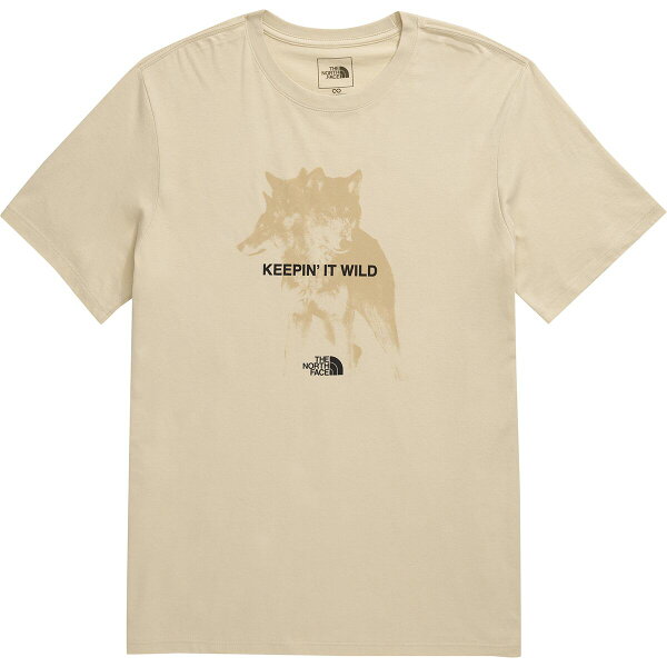 [P5倍!!期間中]The North Face  (ザ・ノースフェイス) Tシャツ 半袖 ロゴ アニマル グラフック (Animals We Love Wolf Graphic T-Shirt) メンズ (GRAVEL)  新品 EU/USAモデル