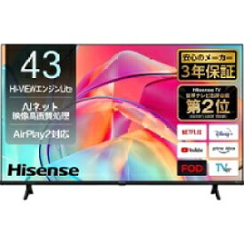 【送料無料】 Hisense 43V型 4Kチューナー内蔵 液晶テレビ 43E6K ハイセンス 43型地上 BS 110度CSデジタル4Kチューナー内蔵 LED液晶テレビ HDD録画対応