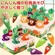 にんじんを抜くおもちゃ 布おもちゃ 赤ちゃん向け 0歳 1歳 2歳 3歳 カラフルな柄の畑 柔らかい布素材 に…