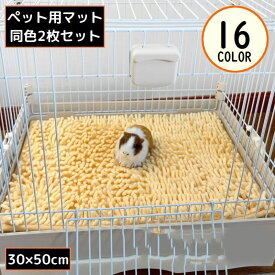 送料無料 ペット用マット 2枚組 2枚セット 犬 猫 小動物 ペットベッド スリーピングマット おしっこマット ケージ内用 吸水 ウサギ うさぎ モルモット チンチラ 30cm 50cm クッション 布団 ふわふわ モコモコ 柔らかい 滑り止め 洗い替え