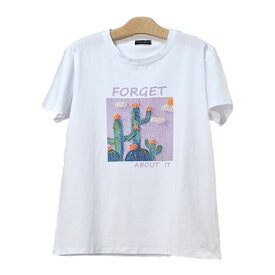 【メール便送料無料】ラウンドネック半袖プリントTシャツ◆レディース tシャツ カットソー プリント 半袖 綿 コットン トップス ナチュラル ラウンドネック 丸首 春夏 上品 大人 30代 40代 50代◆