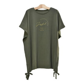 【メール便送料無料】サイドドロストプリントチュニック◆レディース チュニック 綿100% コットン プリント ドルマン ワンピース 大きいサイズ リボン 半袖◆