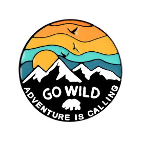 ピンズ ピン バッジ ブローチ バッヂ (go-wild　アウトドア キャンプ 自然 クマ　太陽 山 登山) 送料無料
