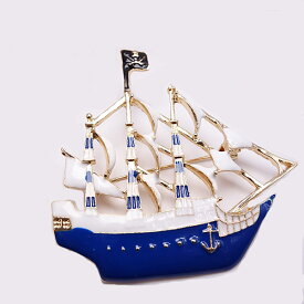 ピンズ ピン バッジ ブローチ バッヂ ( 青色 ) パイレーツ 海賊 海賊船 ドクロ 送料無料