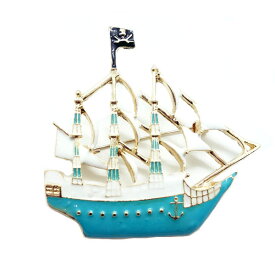 ピンズ ピン バッジ ブローチ バッヂ ( 水色 ) パイレーツ 海賊 海賊船 ドクロ 送料無料