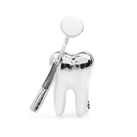ピンズ ピン バッジ ブローチ バッヂ 歯 ミラー ( 銀 シルバー ) 歯科 歯医者 ホワイトニング 送料無料