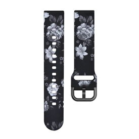 腕時計ベルト (ラグ幅 20mm) (花模様 黒 白 ) シリコンラバー 腕時計 スラップ ベルト 時計 クイックリリースピン /スマートウォッチ/ダイバー / ステンレスバックル付 送料無料