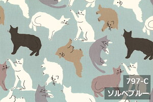 【幅広150cm幅 ワイド幅】 ねこ柄 オックス プリント コットン 綿100% W幅 北欧 日本製 布 生地 布地 カット販売 切売 インテリア クッション テーブルクロス カーテン ファブリック ソファー