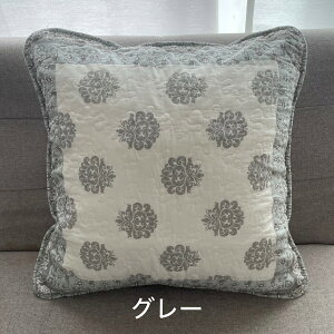 クッションカバー 45×45cm キルト イブル かわいい ナチュラル ブルー グレー おしゃれ 綿100% 洗える ファスナー式 新生活 模様替え 秋 送料無料 洗える スペード