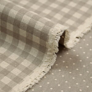 ≪無料レシピ有≫生地 水玉 ドット&ギンガム 綿麻キャンバス生地 ( ハンドメイド 入園入学 学校 エプロン ハーフリネン 綿麻 布地 ) 50cm単位