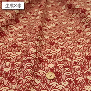 ≪無料レシピ有≫≪復刻福福≫ねこ青海波 ドビー生地 和柄 猫柄 和雑貨 雑貨小物 巾着 甚平 カバー バッグ 浴衣 布地 50cm単位