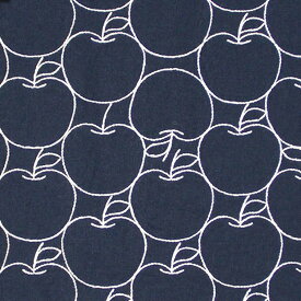 りんご≪刺繍≫ シーチング生地 ( りんご apple アップル おしゃれ ブラウス シャツ ワンピース 布地 ) 50cm単位