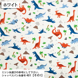 恐竜あそび メルマガ商品 カツラギ生地 恐竜柄 恐竜 かわいい エプロン バッグ 手作り 日本製 カツラギ プリント 布地 50cm単位