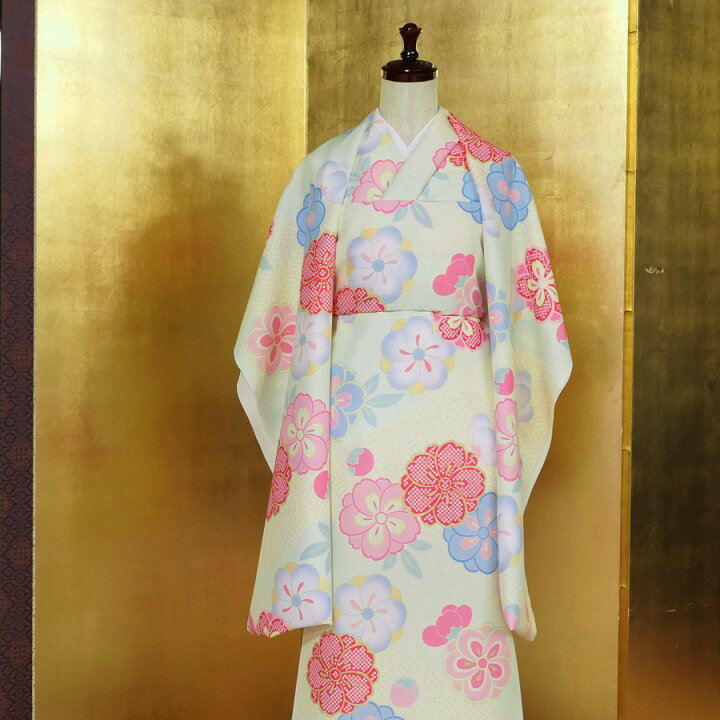 楽天市場】着物用洗える生地 七宝雲に梅桜(クリーム色) 1反売り(約12m 
