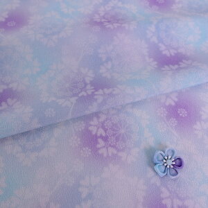 つゆつき・一越ちりめん オルレアレースぼかし(五月空) 10cm単位 切り売り