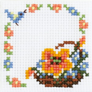 キット・はじめてのクロス・ステッチ トリと花かご