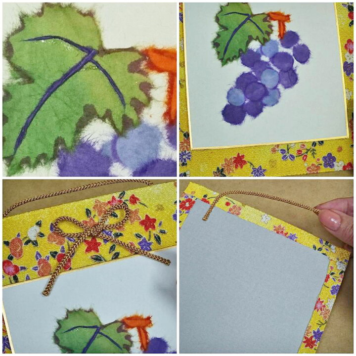 楽天市場】和紙ちぎり絵キット・ミニ壁掛け「葡萄」 : 布がたり 