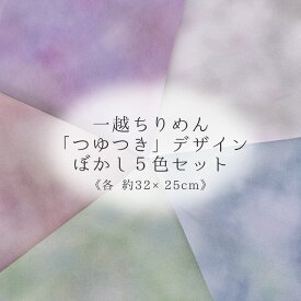 一越ちりめん生地 つゆつき・ぼかし柄5色セット 約32×25cm【RCP】