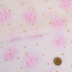 ちりめん生地・桜灯り(白) 10cm単位 切り売り