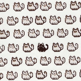 1m単位切り売り オックス プリント ピクセル キャット 生地 布 布地 ピクセルドット ピクセルワード ドット絵 ねこ ネコ 猫 ねこ柄 ネコ柄 ネコ柄生地 猫柄 猫柄生地 猫柄生地オックス 動物 動物柄 動物柄生地 アニマル アニマル柄