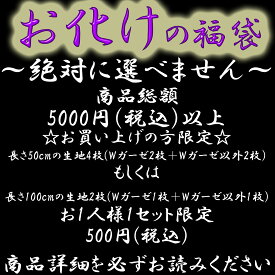 お化けの福袋 商品総額5000円(税込)以上 お買上限定 長さ50cmの生地4枚 (Wガーゼ2枚＋Wガーゼ以外2枚) もしくは 長さ100cmの生地2枚 (Wガーゼ1枚＋Wガーゼ以外1枚) 500円(税込)プレゼント 商品の中身は絶対選べません 2種類