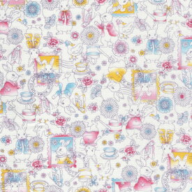 1m単位切り売り オックス プリント うさぎの物語 生地 布 布地 ウサギ柄 うさぎ うさぎ柄生地 ラビット柄生地 柄 レトロ アニマル アニマル柄 動物 動物柄 おしゃれ かわいい オックス生地 女の子 北欧風 セール