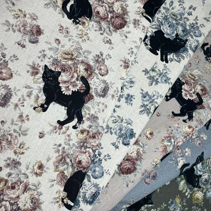 楽天市場】ALTO ALBERT COLLECTION綿麻キャンバスプリント 薔薇と黒猫 