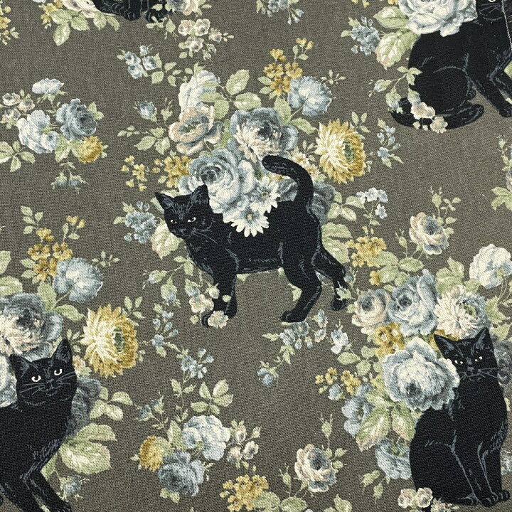 楽天市場】ALTO ALBERT COLLECTION綿麻キャンバスプリント 薔薇と黒猫 