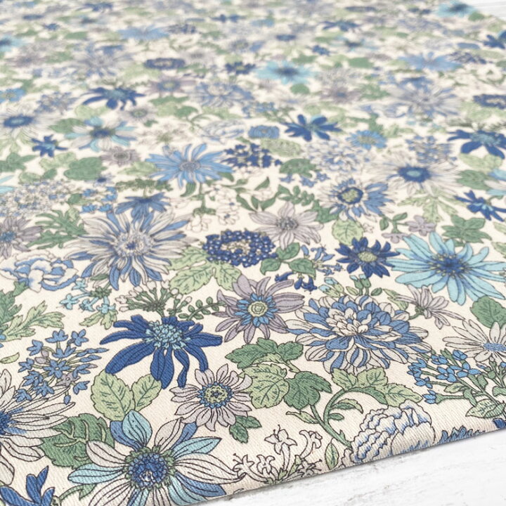 楽天市場 10センチ単位 生地 花柄 フラワーアソート ストライプドビー ブルー コットン100 ガーベラ コスモス カーネーション マーガレット 商用利用可 おしゃれ ヌノズキ 布好き 生地 布地の専門店 Nunozuki