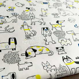 犬柄 生地 布「いぬごこち」 RiCONIC Design シーチング 50cm単位販売 コットン100％ デジタルプリント 商用利用可 犬柄 オシャレ お洒落 個性的 ヌノズキ/いぬごこち50cm