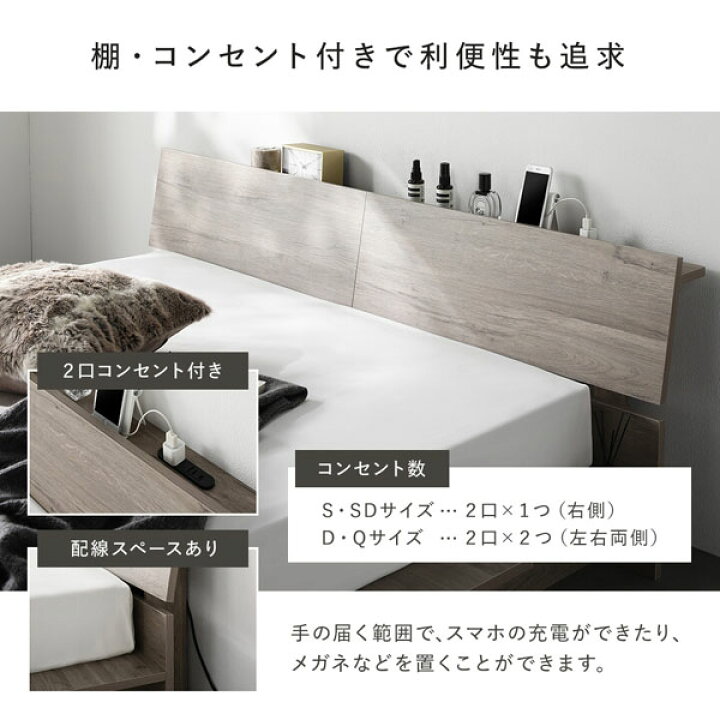 楽天市場】【RASIK】棚・コンセント付きフロアベッド TUULIE 