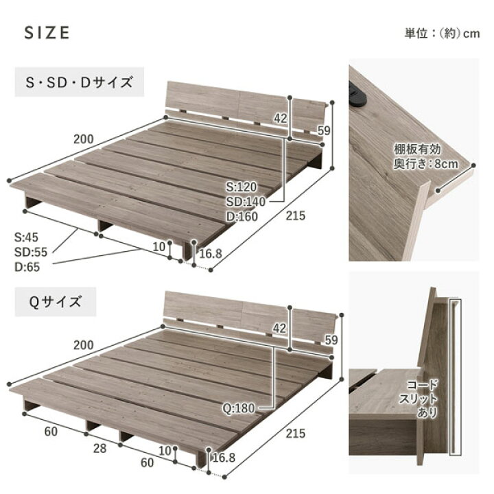 楽天市場】【RASIK】棚・コンセント付きフロアベッド TUULIE 