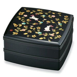 山中塗 7.5 胴張オードブル(黒)花の小路(タッパ付)【重箱 じゅうばこ お正月 迎春 おせち お節】【お花見 運動会 ピクニック 行楽】【春の行楽】【秋の行楽】【Made in Japan】【日本製】