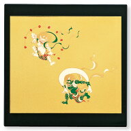 山中塗 漆芸 マウスパッド 風神雷神(黒)【和風 金箔 マウスパッド インテリア 飾り皿】【海外へのおみや…