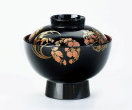 お好み椀 雑煮椀 煮物椀 黒内朱塗り 花丸五君子 会津漆器 木粉 会津塗り 蓋付き 1客【ギフト・内祝い・成…