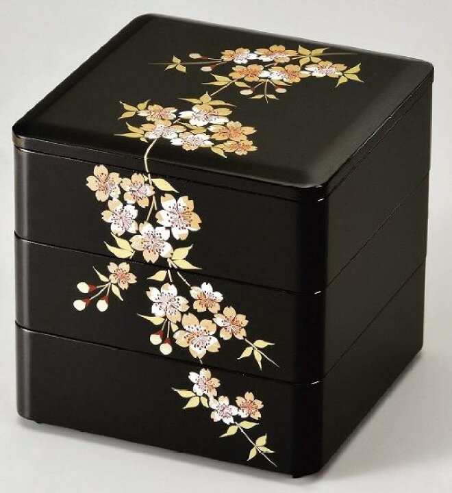 楽天市場】和食器 会津漆器 木繊 5.5 三段重箱 黒塗り 会津塗り 3段  