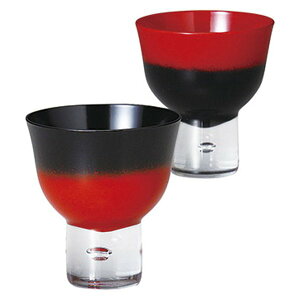 ガラス 清酒グラス ペア ぐいのみ ぼかし 会津塗り 漆塗り 黒 朱 夫婦 結婚祝い 2個【ギフト・内祝い・成人内祝い・結婚内祝い・新築祝い・お返し】【RCP】