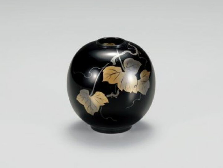 楽天市場】丸型 花器 つた 蒔絵 黒漆塗り 花瓶 木製 越前漆器 越前塗り 