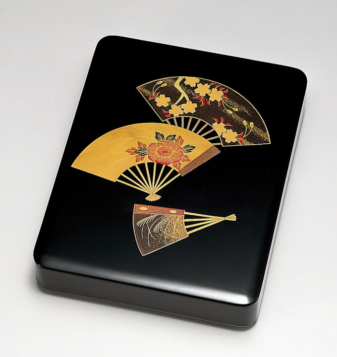 楽天市場】木製 越前漆器 硯箱 漆塗り 扇面 手描き蒔絵 磨き仕上げ 黒 