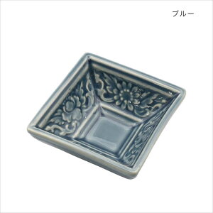 【ポイント最大10倍!】セラミック フラワー小皿 角 ミニ 食器 皿 プチ 醤油皿 エスニック料理 アジアン料理 プレート フラワー 花 トレー アジアン雑貨 陶器 テーブルウエア トレイ 取り皿