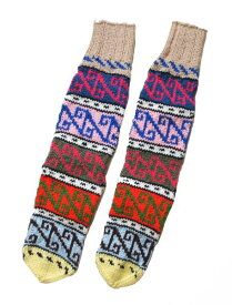 トルコのカラフル手編み靴下 B フォークロア ニットソックス エスニック 民族 ハンドメイド