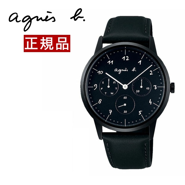 アニエスベー 時計 メンズ agnes b. 腕時計 マルチェロ カレンダー marcello 38mm ブラック×ブラック FBRT971 正規品  あす楽対応 | NUTS（時計＆デザイン雑貨）